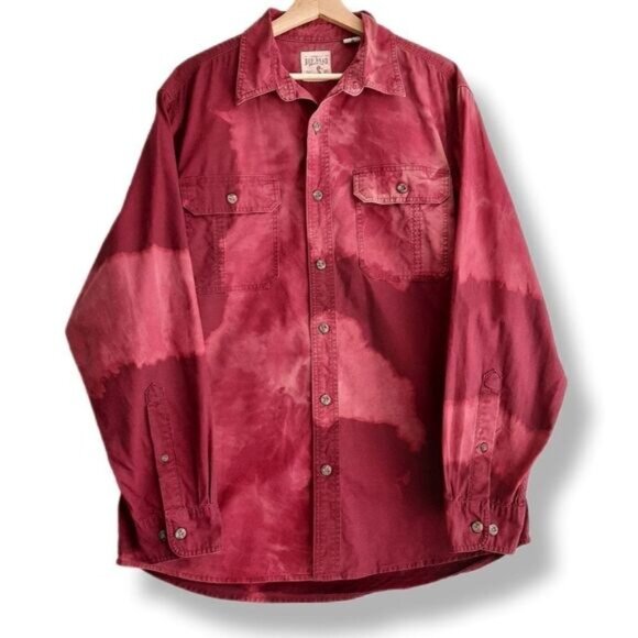 RED HEAD BRAND \ Button Down Tie Dye Shirt Red Men's Sz L - Picture 1 of 10